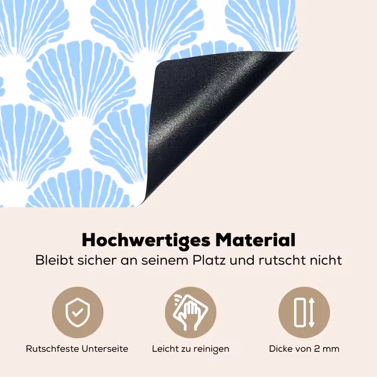 Blauw - Wit - Schelpen - Grafisch - Structuur Inductie beschemer met haakjes klein 777 -ky-onderkant-de