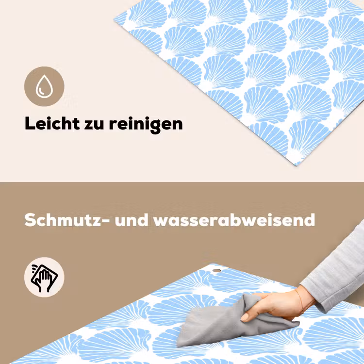 Blauw - Wit - Schelpen - Grafisch - Structuur Inductie beschemer met haakjes klein 777 -ky-schoon-de