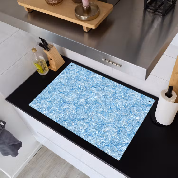 Blauw - Wit - Spiraal - Golven - Lijnen Inductie beschemer met haakjes klein 777 -sfeer1