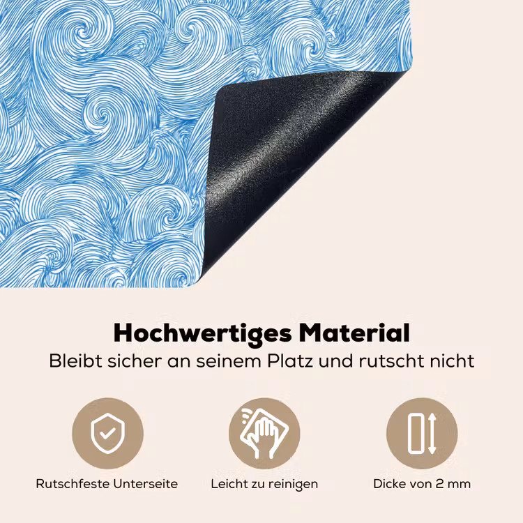 Blauw - Wit - Spiraal - Golven - Lijnen Inductie beschemer met haakjes klein 777 -ky-onderkant-de