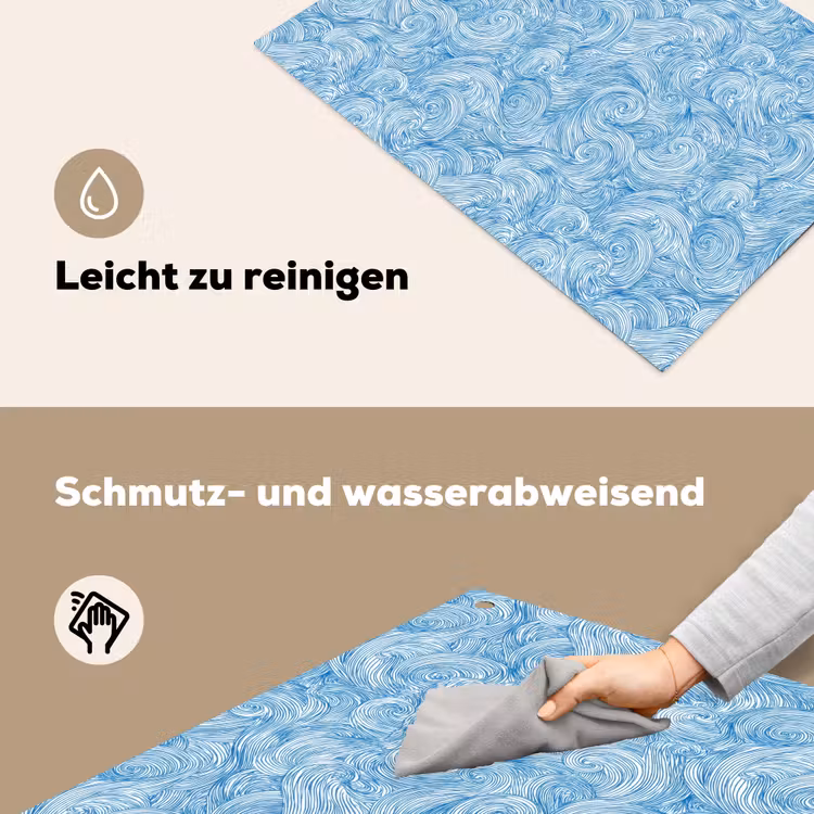 Blauw - Wit - Spiraal - Golven - Lijnen Inductie beschemer met haakjes klein 777 -ky-schoon-de