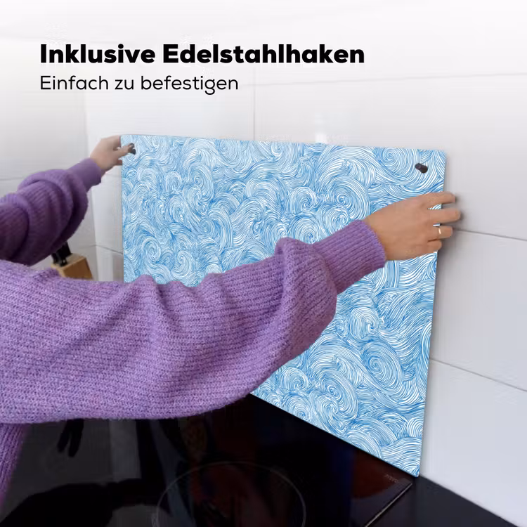 Blauw - Wit - Spiraal - Golven - Lijnen Inductie beschemer met haakjes klein 777 -ky-ophangen-de