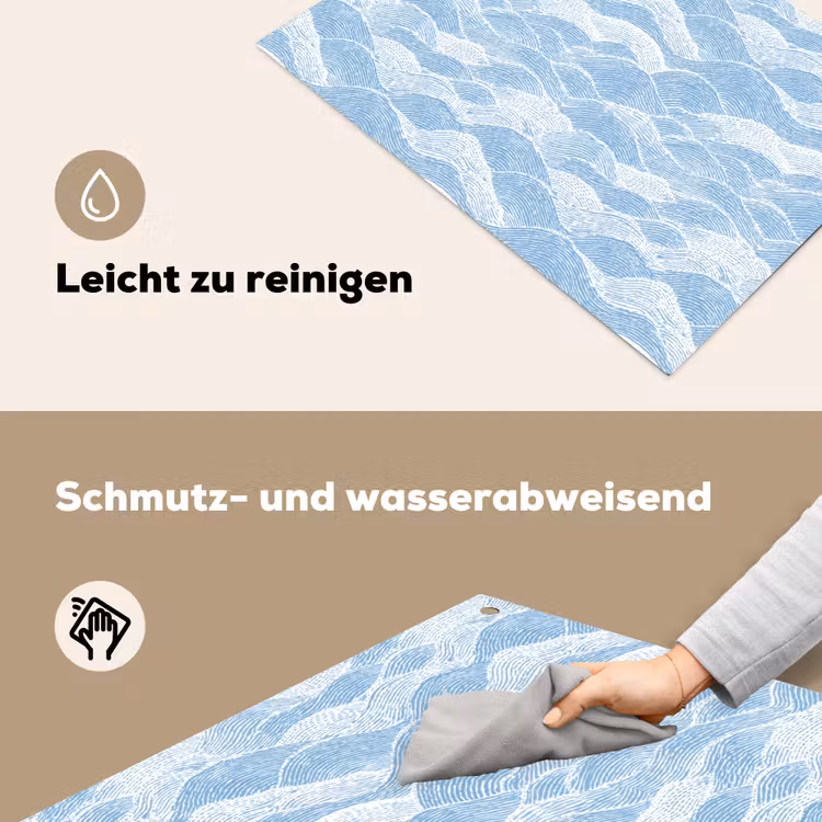 Blauw - Wit - Golven - Getekend Inductie beschemer met haakjes klein 777 -ky-schoon-de
