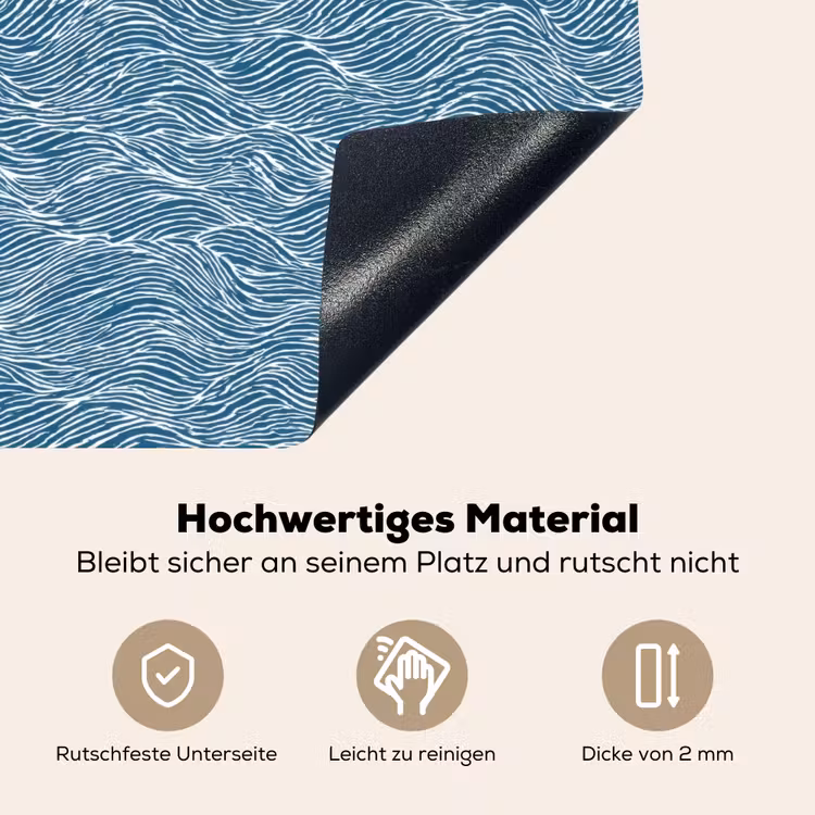 Blauw - Wit - Golven - Getekend - Textuur Inductie beschemer met haakjes klein 777 -ky-onderkant-de