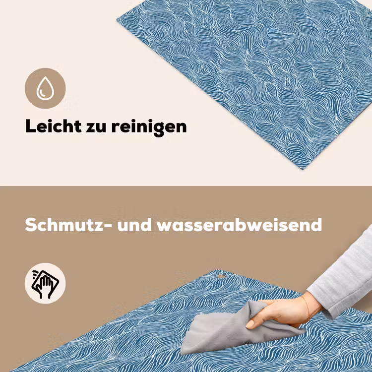 Blauw - Wit - Golven - Getekend - Textuur Inductie beschemer met haakjes klein 777 -ky-schoon-de