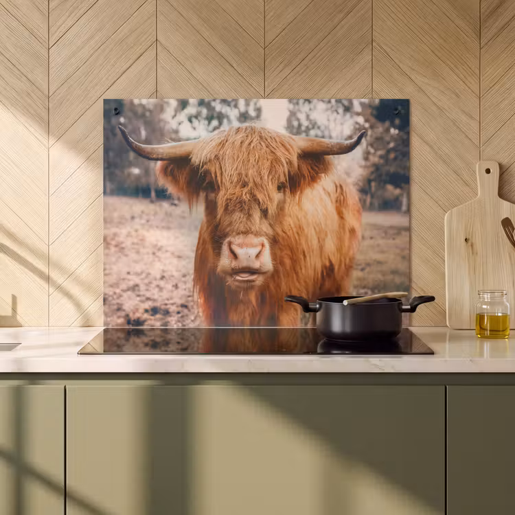 2-in-1 Herdabdeckplatte & Spritzschutz - Blick vom Rustic Giant - Blik van de Rustieke Reus Inductie beschemer met haakjes klein