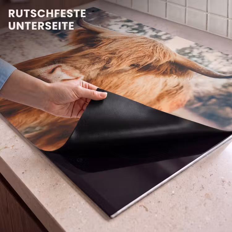 2-in-1 Herdabdeckplatte & Spritzschutz - Blick vom Rustic Giant - Blik van de Rustieke Reus Inductie beschemer met haakjes klein