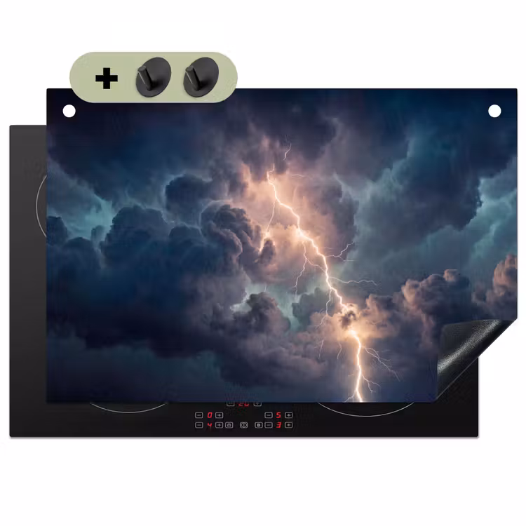 Bliksem - Storm - Natuur - Donker Inductie beschemer met haakjes klein -3d