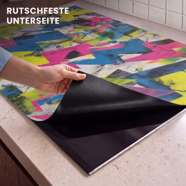 2-in-1 Herdabdeckplatte & Spritzschutz - Blitze - Muster - Marmor - Farben - Bliksemschichten - Patroon - Marmer - Kleuren Inductie beschemer met haakjes klein