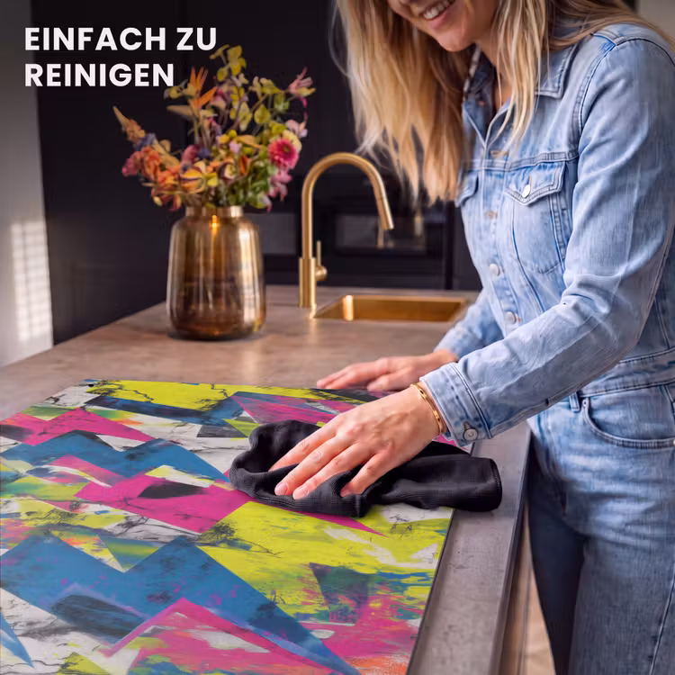 2-in-1 Herdabdeckplatte & Spritzschutz - Blitze - Muster - Marmor - Farben - Bliksemschichten - Patroon - Marmer - Kleuren Inductie beschemer met haakjes klein
