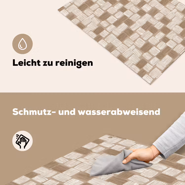 Blok - Patroon - Bruin Inductie beschemer met haakjes klein 777 -ky-schoon-de