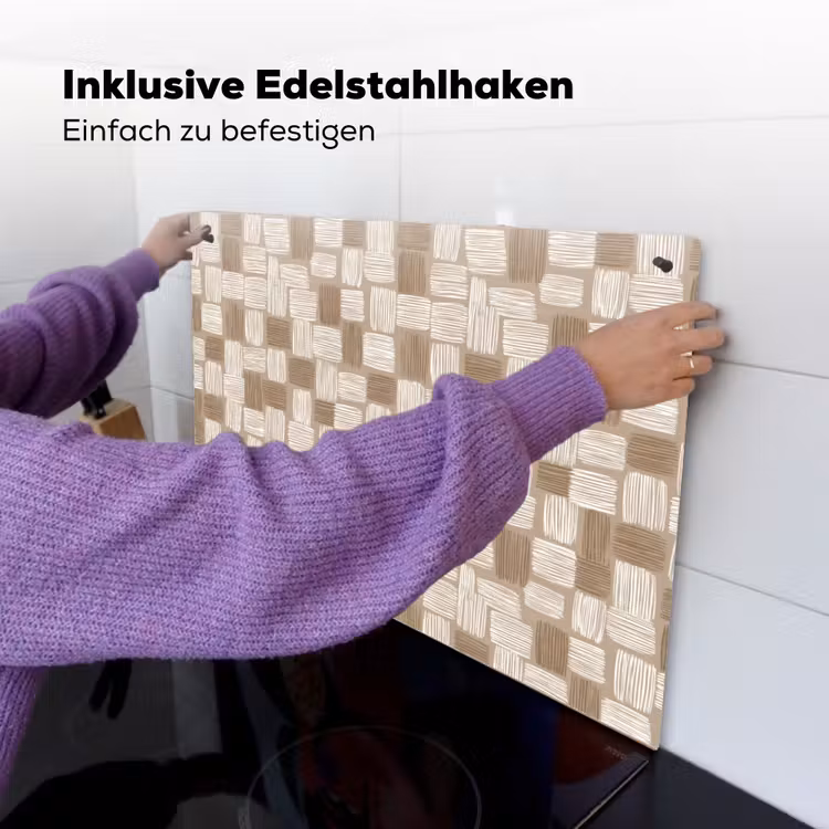 Blok - Patroon - Bruin Inductie beschemer met haakjes klein 777 -ky-ophangen-de