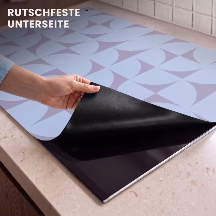 2-in-1 Herdabdeckplatte & Spritzschutz - Blöcke - Blau - Lila - Muster - Blokken - Blauw - Paars - Patroon Inductie beschemer met haakjes klein 777