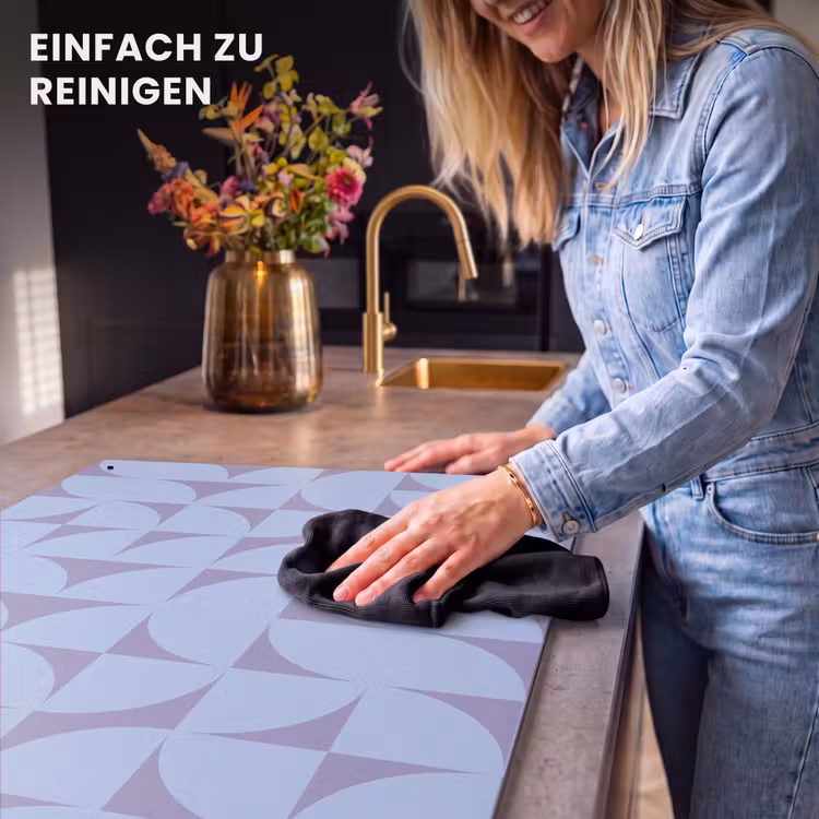 2-in-1 Herdabdeckplatte & Spritzschutz - Blöcke - Blau - Lila - Muster - Blokken - Blauw - Paars - Patroon Inductie beschemer met haakjes klein 777