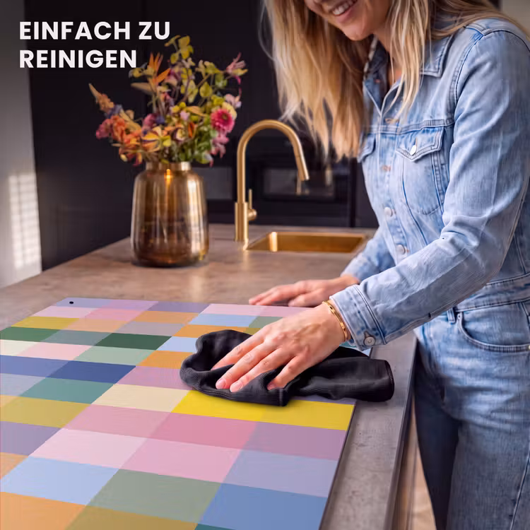 2-in-1 Herdabdeckplatte & Spritzschutz - Blöcke - Quadratisch - Gemustert - Farbig - Blokken - Vierkant - Patroon - Gekleurd Inductie beschemer met haakjes klein