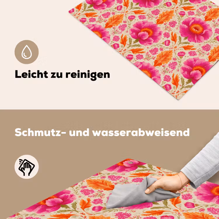 Bloemen - Barok - Roze - Oranje Inductie beschemer met haakjes klein 777 -ky-schoon-de