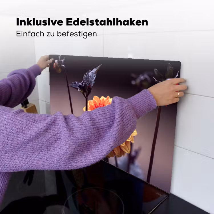 2-in-1 Herdabdeckplatte & Spritzschutz - Blühendes Herbstglühen - Herfstgloed in Bloei Inductie beschemer met haakjes klein
