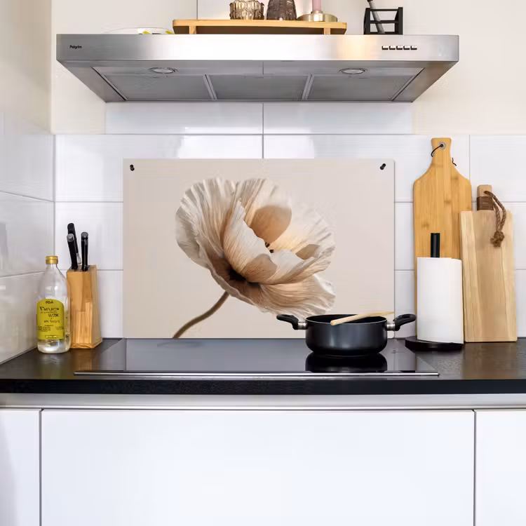Bloem - Beige - Crème Inductie beschemer met haakjes klein -sfeer2