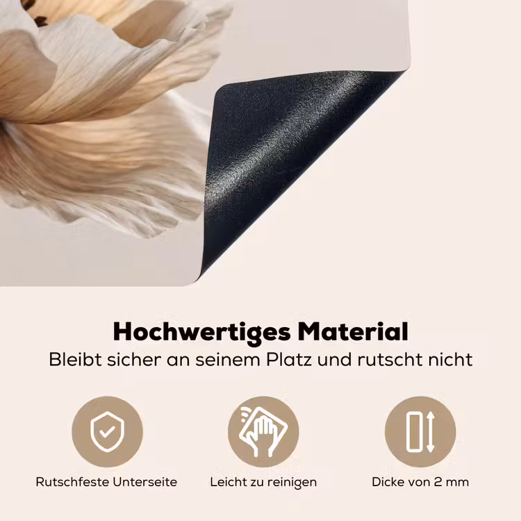 Bloem - Beige - Crème Inductie beschemer met haakjes klein -ky-onderkant-de