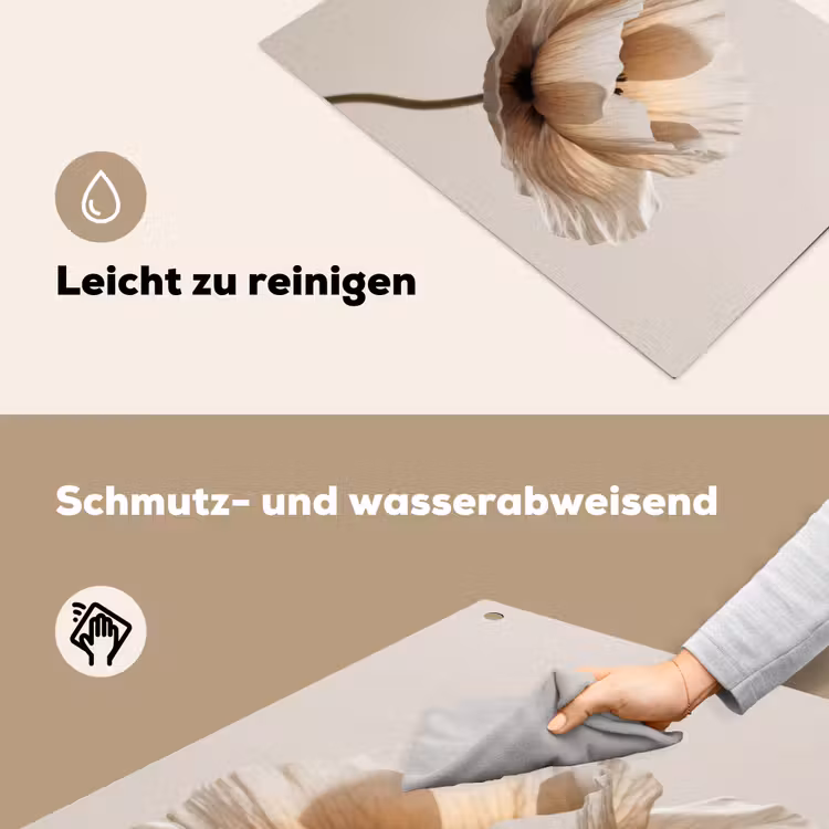 Bloem - Beige - Crème Inductie beschemer met haakjes klein -ky-schoon-de
