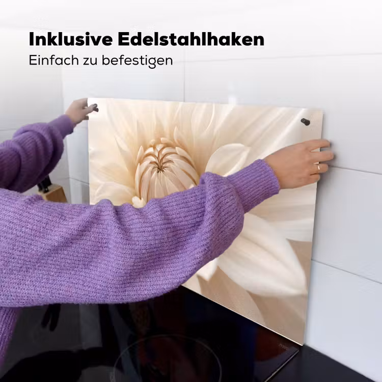Bloem - Dahlia - Wit Inductie beschemer met haakjes klein -ky-ophangen-de