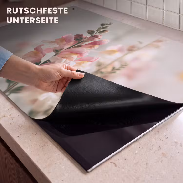 2-in-1 Herdabdeckplatte & Spritzschutz - Blume - Löwenmäulchen - Rosa - Stängel - Bloem - Leeuwenbek - Roze - Stengel Inductie beschemer met haakjes klein
