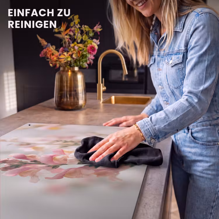 2-in-1 Herdabdeckplatte & Spritzschutz - Blume - Löwenmäulchen - Rosa - Stängel - Bloem - Leeuwenbek - Roze - Stengel Inductie beschemer met haakjes klein