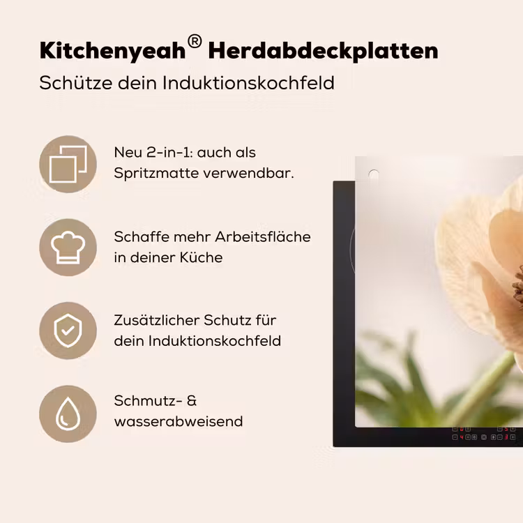 Bloem - Minimalistisch - Groen Inductie beschemer met haakjes klein -ky-usp-de