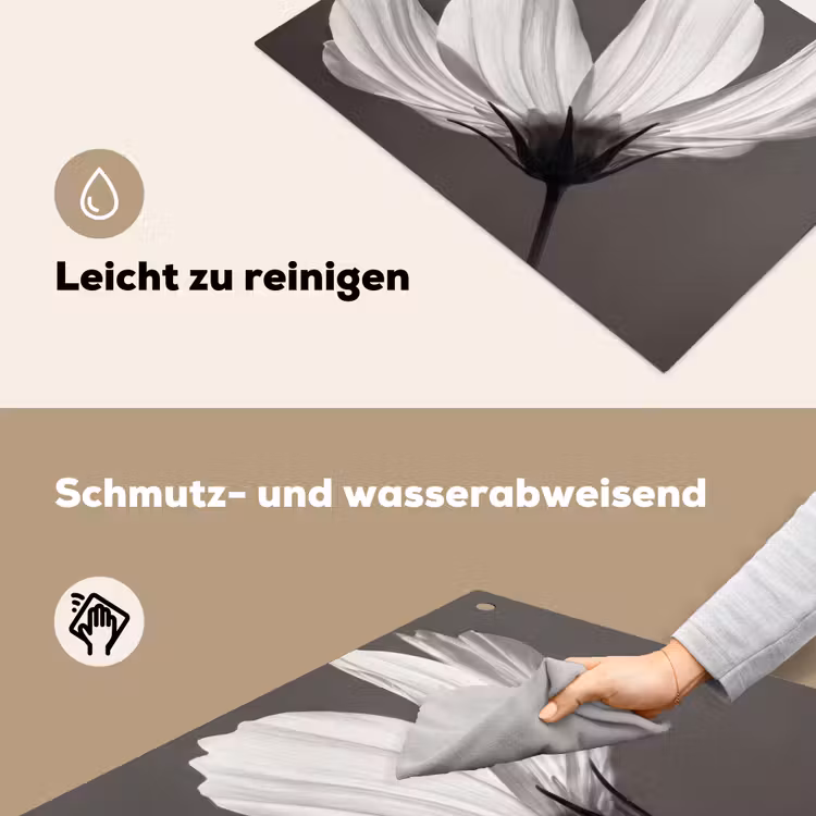 Bloem - Minimalistisch - Zwart - Wit Inductie beschemer met haakjes klein -ky-schoon-de