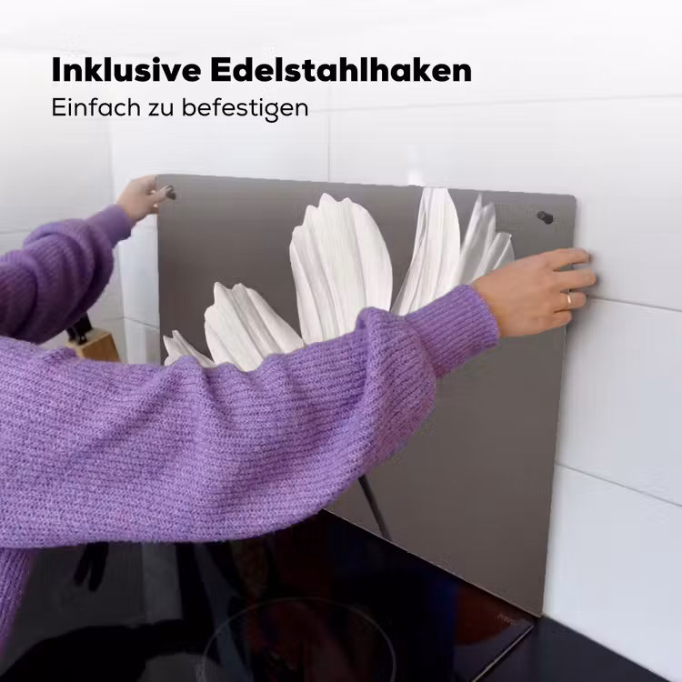Bloem - Minimalistisch - Zwart - Wit Inductie beschemer met haakjes klein -ky-ophangen-de