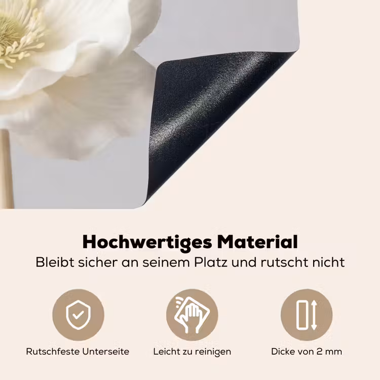 Bloem - Minimalistisch -Wit Inductie beschemer met haakjes klein -ky-onderkant-de
