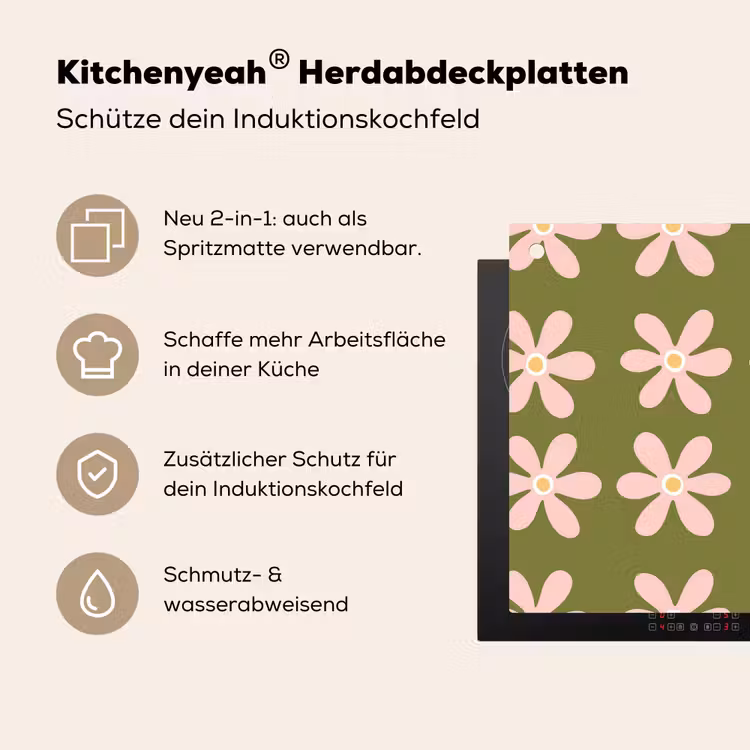 Bloem - Modern - Groen Inductie beschemer met haakjes klein 777 -ky-usp-de