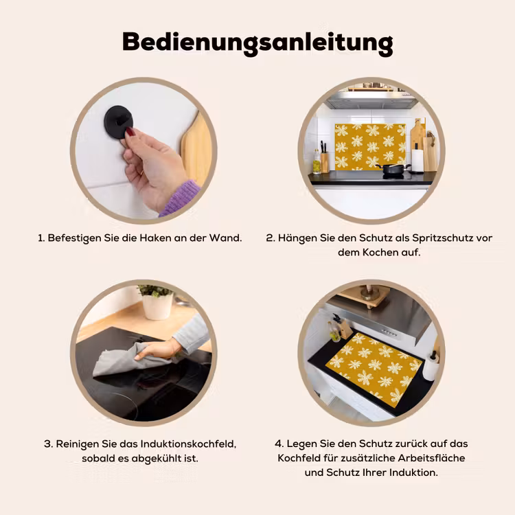 Bloem - Speels - Okergeel Inductie beschemer met haakjes klein 777 -ky-gebruik-de