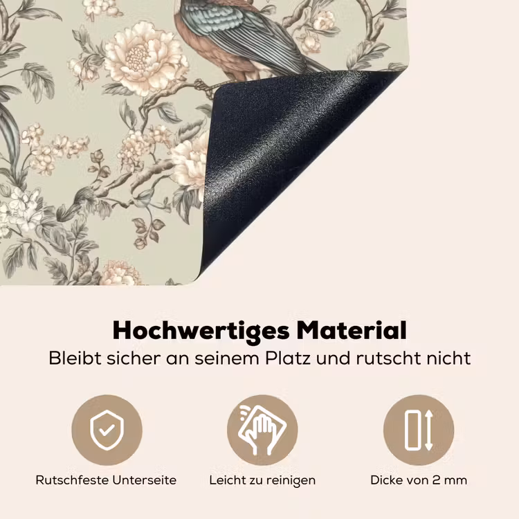 Bloem - Vogel - Kleurrijk Inductie beschemer met haakjes klein 777 -ky-onderkant-de