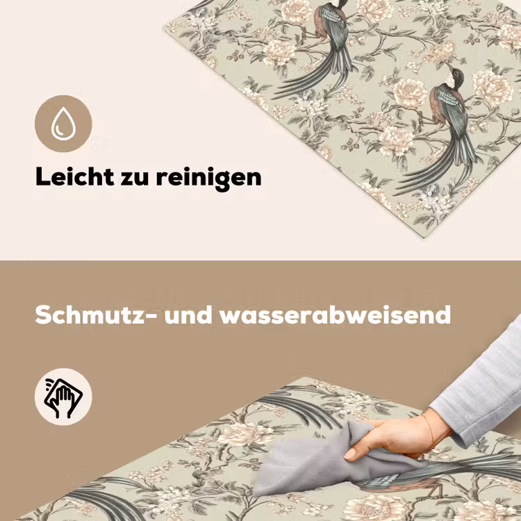 Bloem - Vogel - Kleurrijk Inductie beschemer met haakjes klein 777 -ky-schoon-de