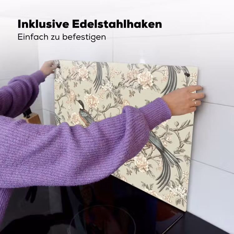 Bloem - Vogel - Kleurrijk Inductie beschemer met haakjes klein 777 -ky-ophangen-de