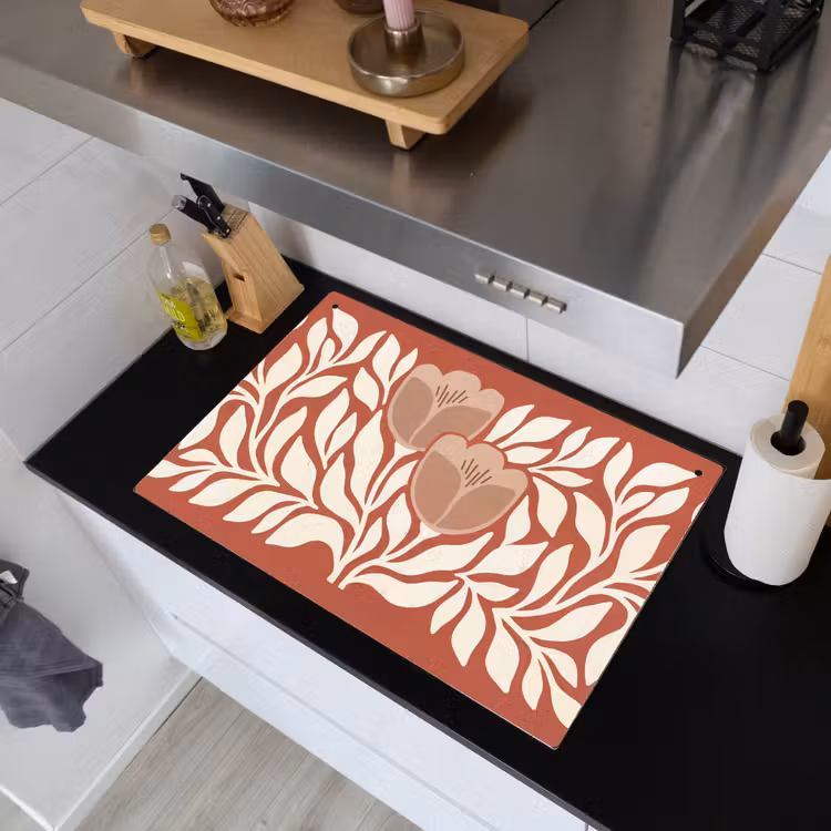 Bloemen - Abstract - Modern - Beige - Natuur Inductie beschemer met haakjes klein -sfeer1