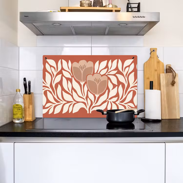 Bloemen - Abstract - Modern - Beige - Natuur Inductie beschemer met haakjes klein -sfeer2