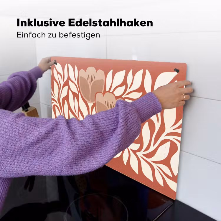 Bloemen - Abstract - Modern - Beige - Natuur Inductie beschemer met haakjes klein -ky-ophangen-de
