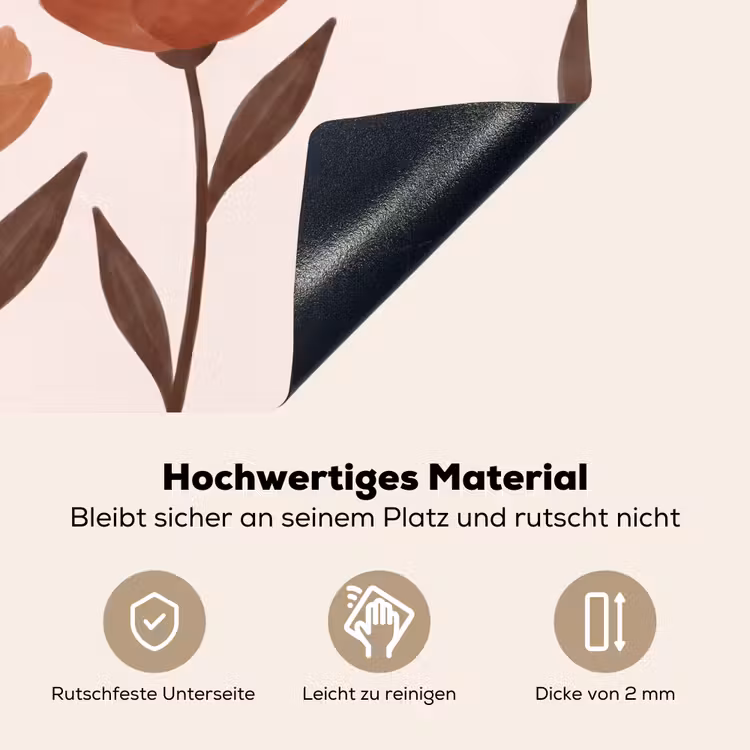 Bloemen - Abstract - Modern - Bruin - Decoratief Inductie beschemer met haakjes klein -ky-onderkant-de
