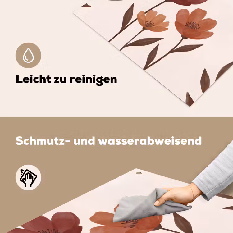 Bloemen - Abstract - Modern - Bruin - Decoratief Inductie beschemer met haakjes klein -ky-schoon-de