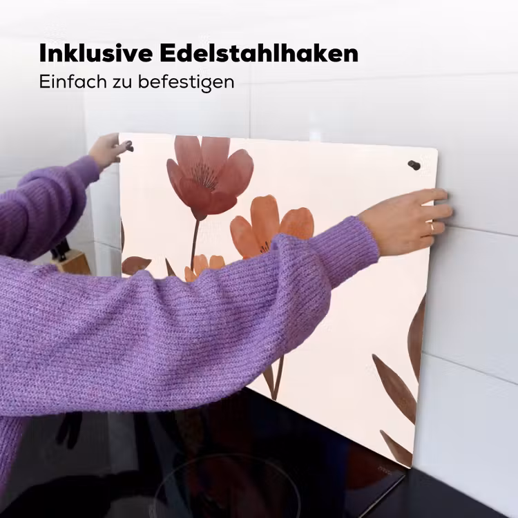 Bloemen - Abstract - Modern - Bruin - Decoratief Inductie beschemer met haakjes klein -ky-ophangen-de