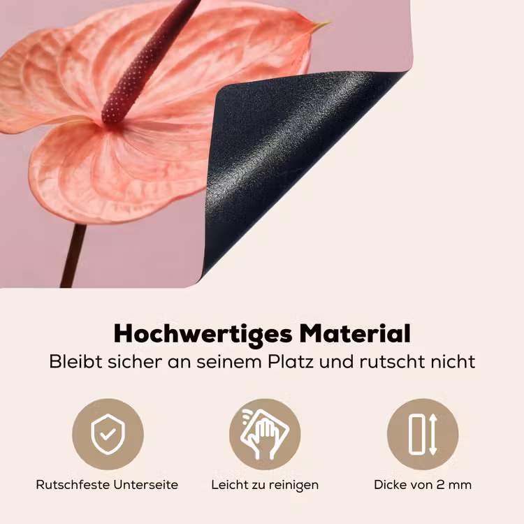 Bloemen - Anthuriums - Geel - Roze Inductie beschemer met haakjes klein -ky-onderkant-de