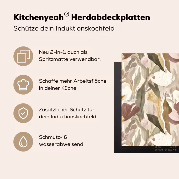 Bloemen - Aquarel - Kleurrijk Inductie beschemer met haakjes klein 777 -ky-usp-de
