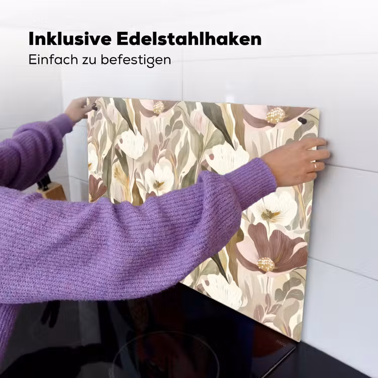 Bloemen - Aquarel - Kleurrijk Inductie beschemer met haakjes klein 777 -ky-ophangen-de