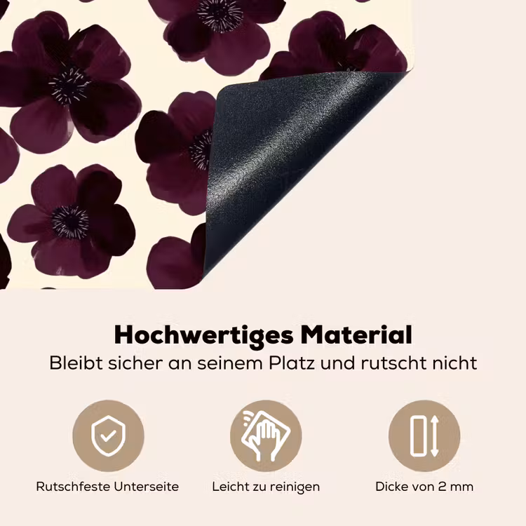 Bloemen - Aquarel - Paars Inductie beschemer met haakjes klein 777 -ky-onderkant-de