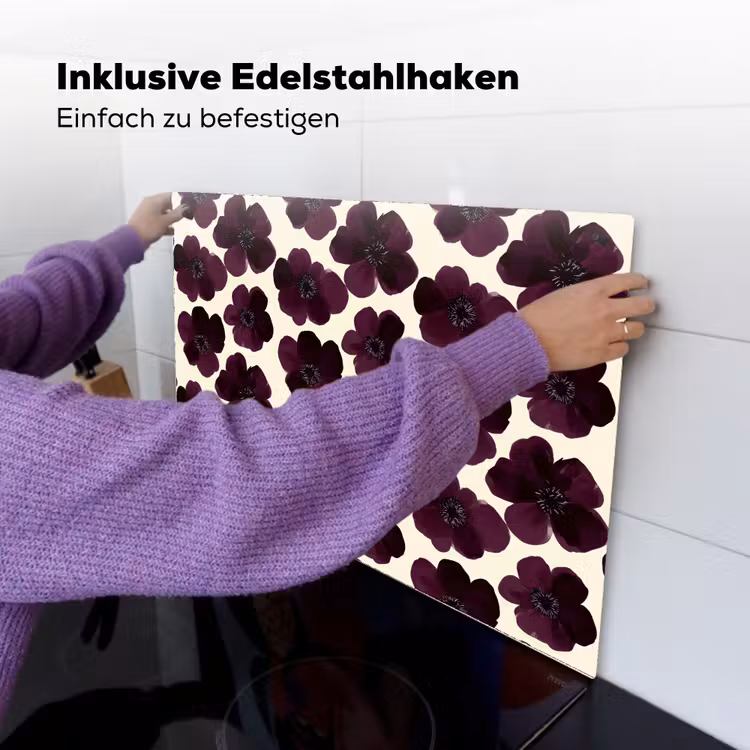 Bloemen - Aquarel - Paars Inductie beschemer met haakjes klein 777 -ky-ophangen-de