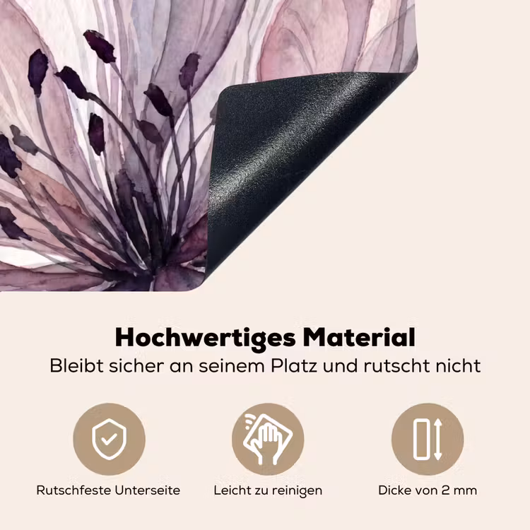 Bloemen - Aquarel - Modern - Roze - Donker Inductie beschemer met haakjes klein -ky-onderkant-de
