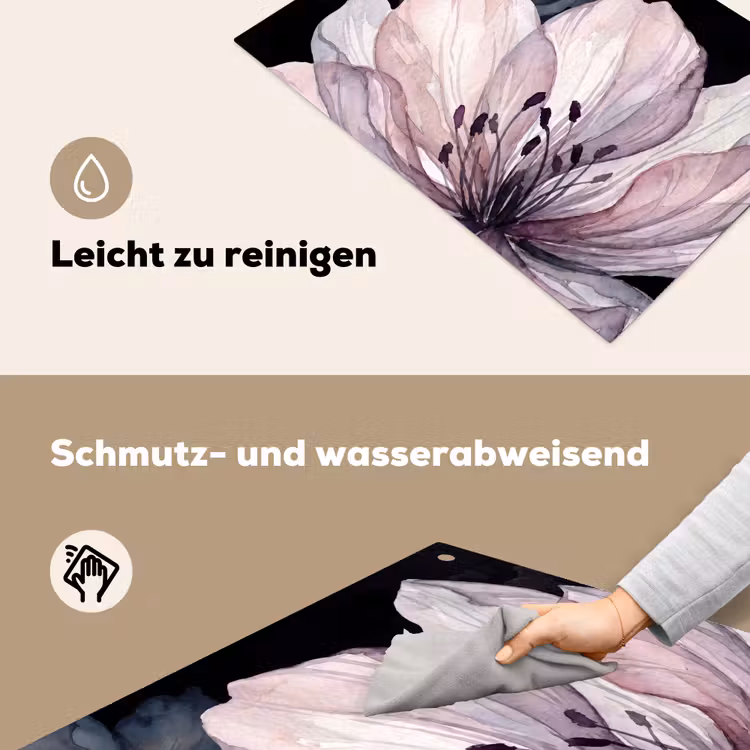 Bloemen - Aquarel - Modern - Roze - Donker Inductie beschemer met haakjes klein -ky-schoon-de