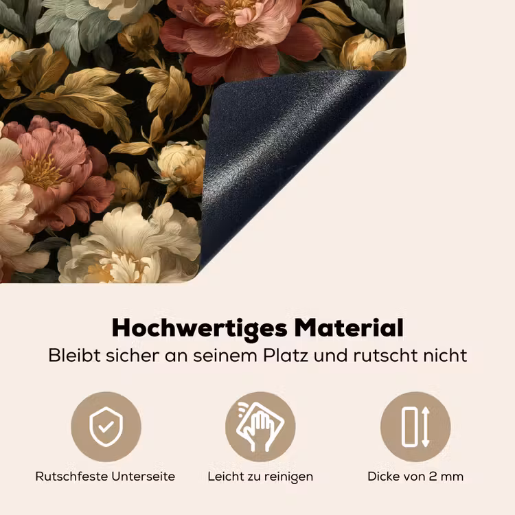 Bloemen - Barok - Patroon - Roze - Crème Inductie beschemer met haakjes klein 777 -ky-onderkant-de